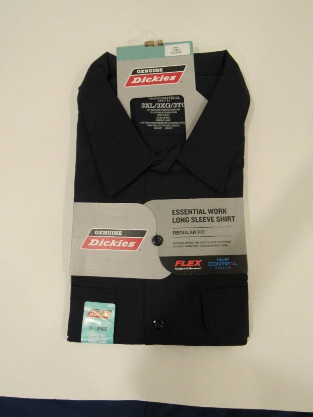 NEW MEN'S DICKIES NAVY LONG SLEEVE WORK SHIRT SIZE 3XL